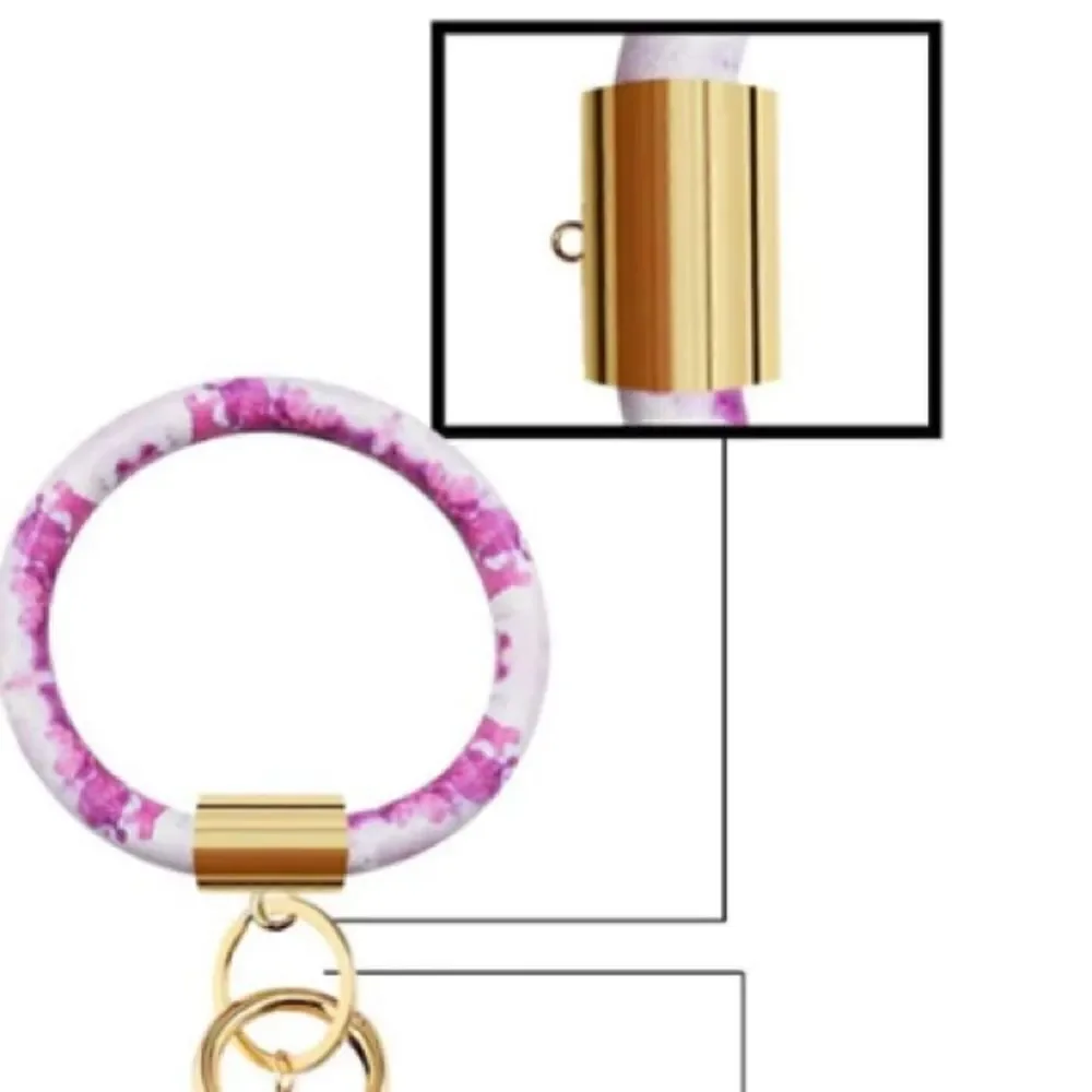 Pink tye dye key ring bracelet